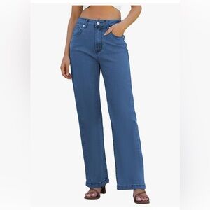 ETTELO Womens Jeans Hig Waisted Straight Stretchy Tummy Control Trendy  SIZE 4